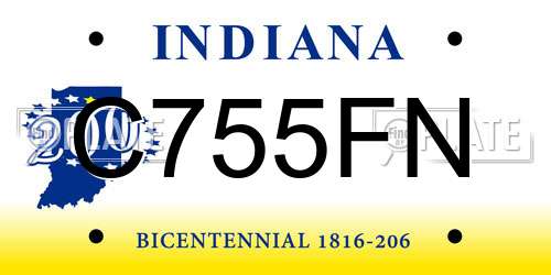 C755FN Indiana License Plate