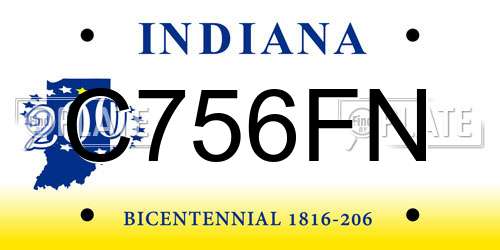 C756FN Indiana License Plate