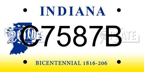 C7587B Indiana License Plate