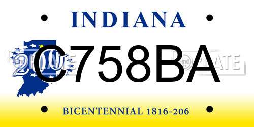C758BA Indiana License Plate