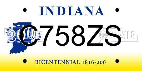 C758ZS Indiana License Plate