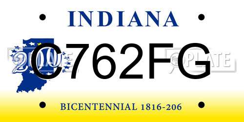 C762FG Indiana License Plate