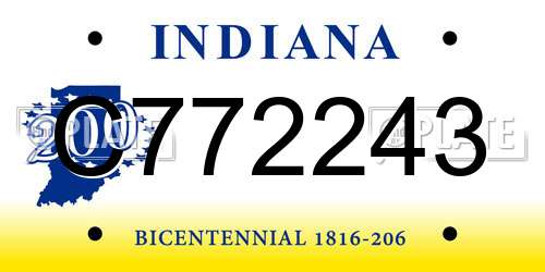 C772243 Indiana License Plate