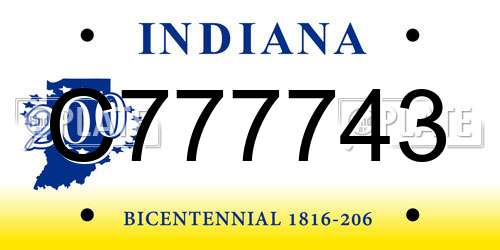 C777743 Indiana License Plate