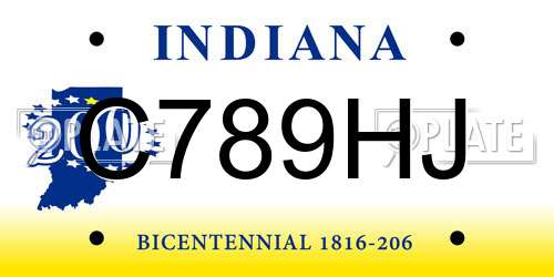 C789HJ Indiana License Plate