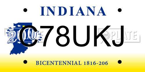 C78UKJ Indiana License Plate