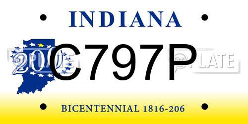 C797P Indiana License Plate