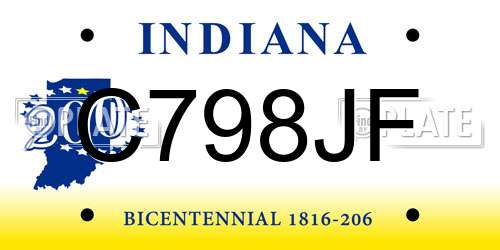C798JF Indiana License Plate