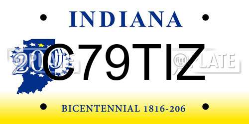 C79TIZ Indiana License Plate