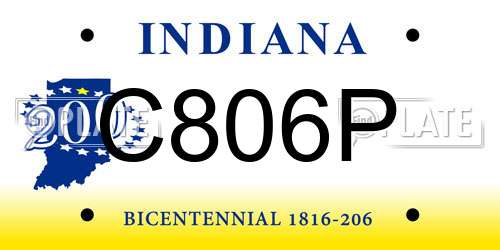 C806P Indiana License Plate