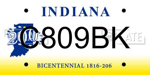 C809BK Indiana License Plate
