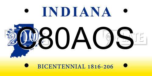 C80AOS Indiana License Plate