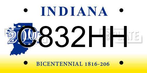 C832HH Indiana License Plate