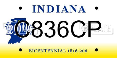 C836CP Indiana License Plate