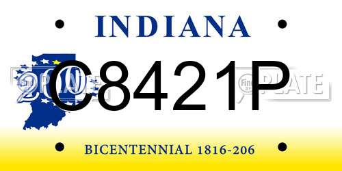 C8421P Indiana License Plate
