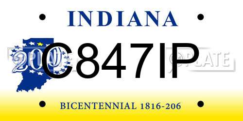 C847IP Indiana License Plate