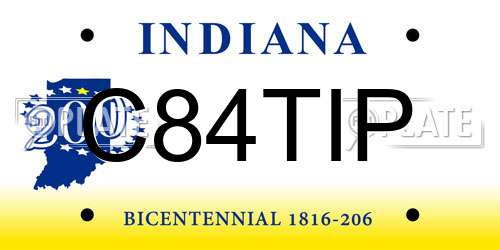 C84TIP Indiana License Plate