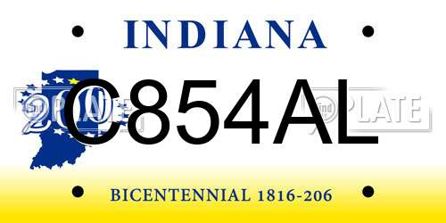 C854AL Indiana License Plate