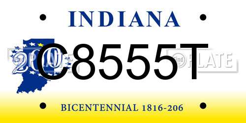 C8555T Indiana License Plate