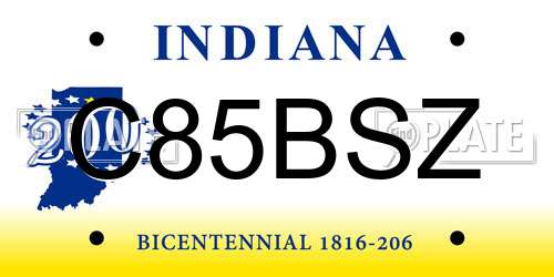 C85BSZ Indiana License Plate