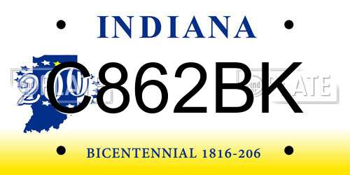 C862BK Indiana License Plate
