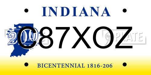 C87XOZ Indiana License Plate