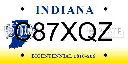 C87XQZ Indiana License Plate