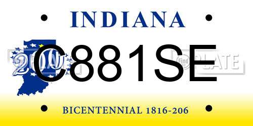 C881SE Indiana License Plate