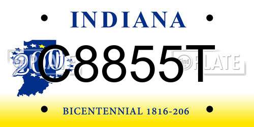 C8855T Indiana License Plate