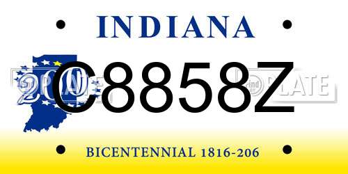 C8858Z Indiana License Plate