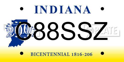 C88SSZ Indiana License Plate