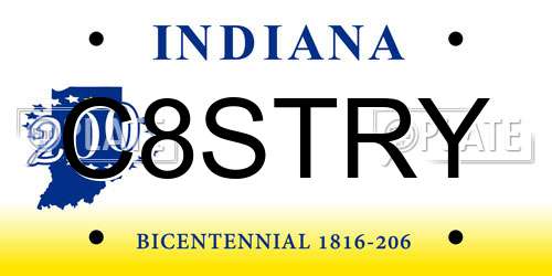 C8STRY Indiana License Plate