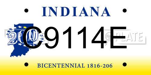 C9114E Indiana License Plate