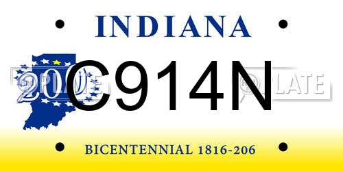 C914N Indiana License Plate