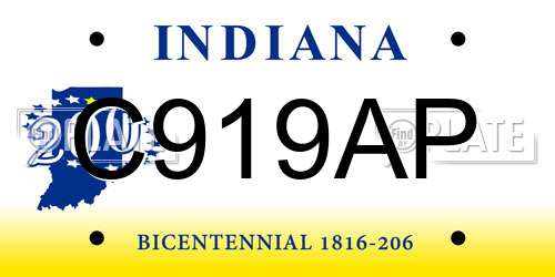 C919AP Indiana License Plate