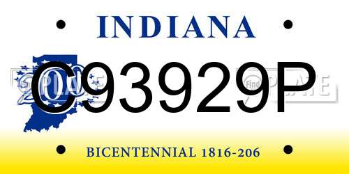 C93929P Indiana License Plate