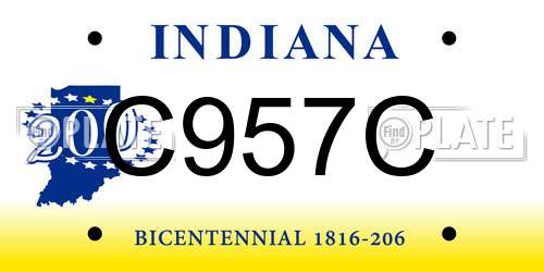 C957C Indiana License Plate