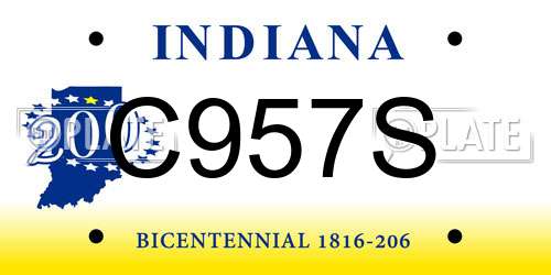 C957S Indiana License Plate