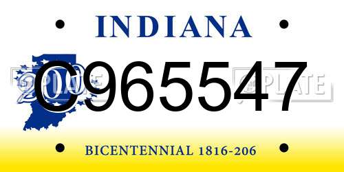 C965547 Indiana License Plate