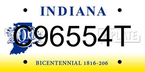 C96554T Indiana License Plate