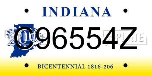 C96554Z Indiana License Plate