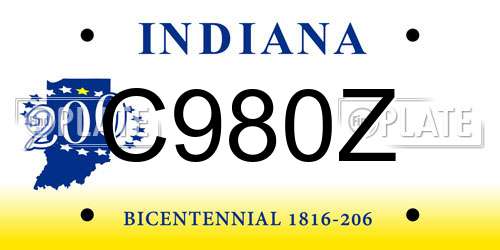 C980Z Indiana License Plate