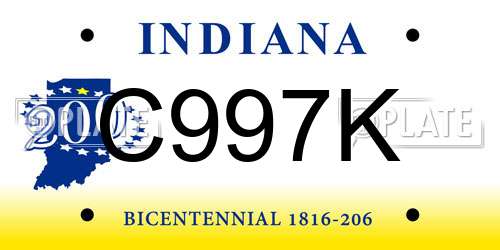 C997K Indiana License Plate