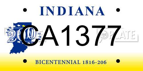 CA1377 Indiana License Plate