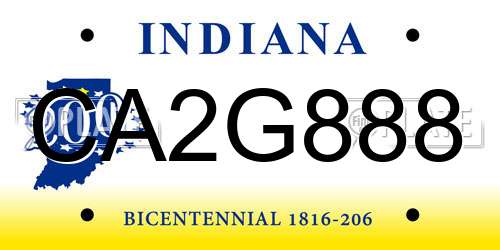 CA2G888 Indiana License Plate