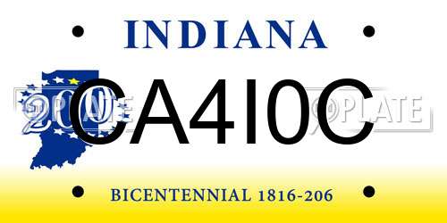 CA4I0C Indiana License Plate