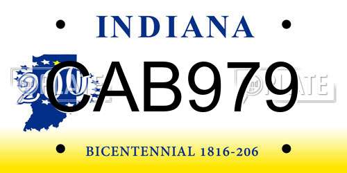 CAB979 Indiana License Plate