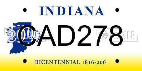 CAD278 Indiana License Plate