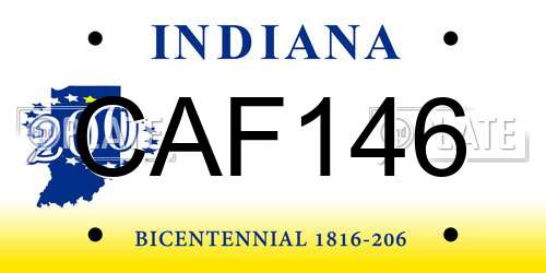 CAF146 Indiana License Plate