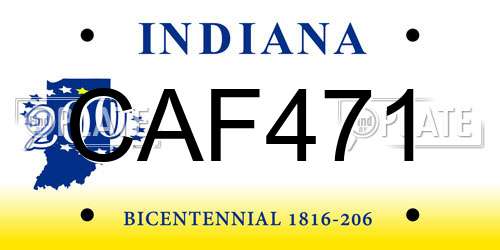 CAF471 Indiana License Plate